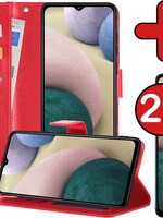 BTH BTH Samsung Galaxy A12 Hoesje Bookcase Rood Met 2x Screenprotector
