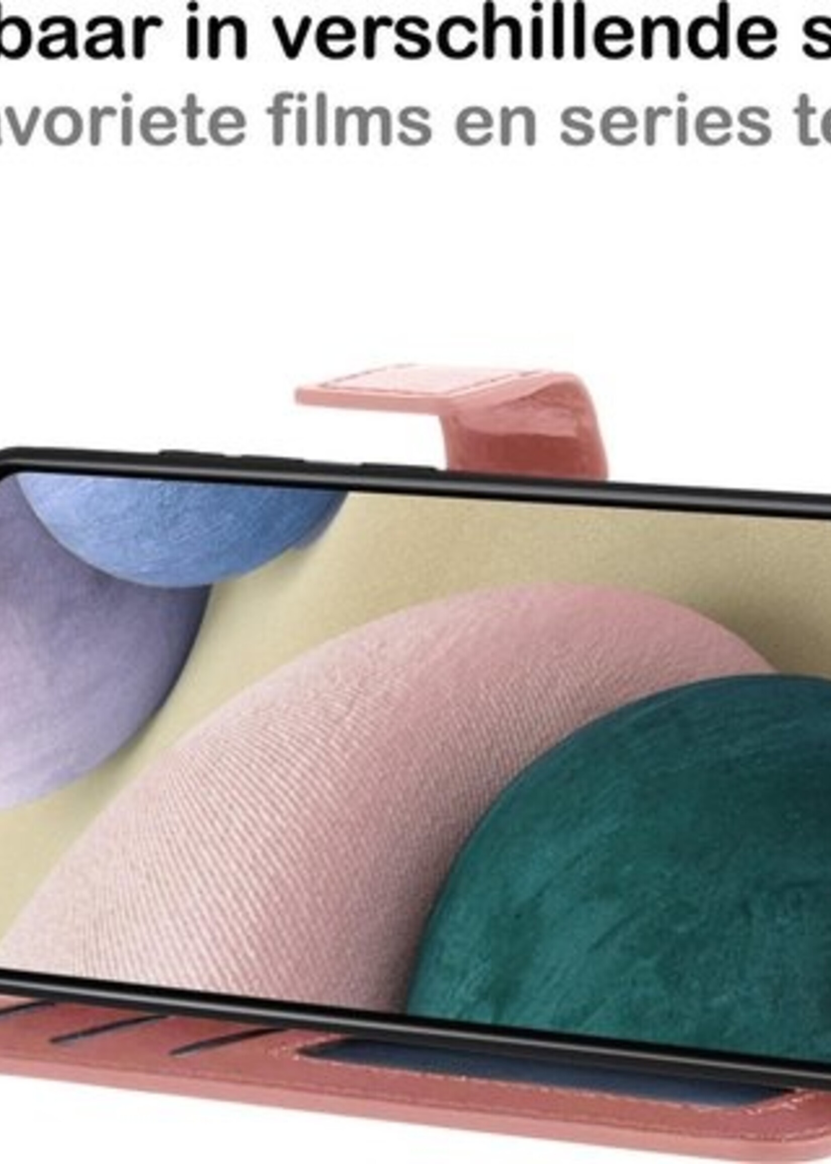 BTH Hoesje Geschikt voor Samsung A12 Hoesje Book Case Hoes Portemonnee Cover Walletcase Met 2x Screenprotector - Hoes Geschikt voor Samsung Galaxy A12 Hoes Bookcase Hoesje - Rosé goud
