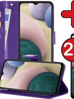 BTH BTH Samsung Galaxy A12 Hoesje Bookcase Paars Met 2x Screenprotector