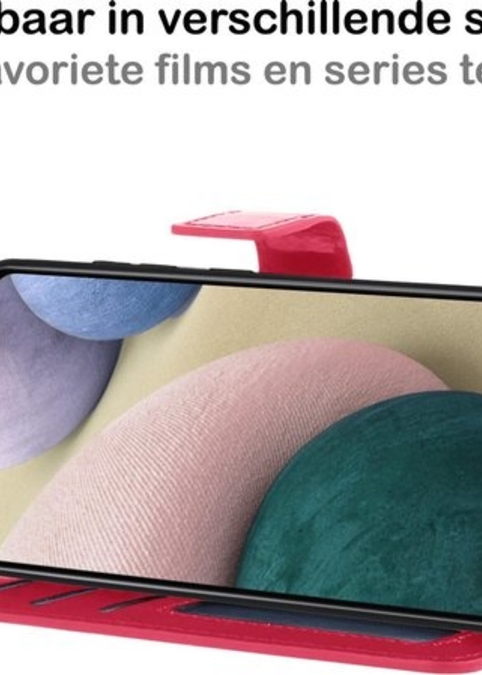 BTH Hoesje Geschikt voor Samsung A12 Hoesje Book Case Hoes Portemonnee Cover Walletcase Met 2x Screenprotector - Hoes Geschikt voor Samsung Galaxy A12 Hoes Bookcase Hoesje - Donkerroze