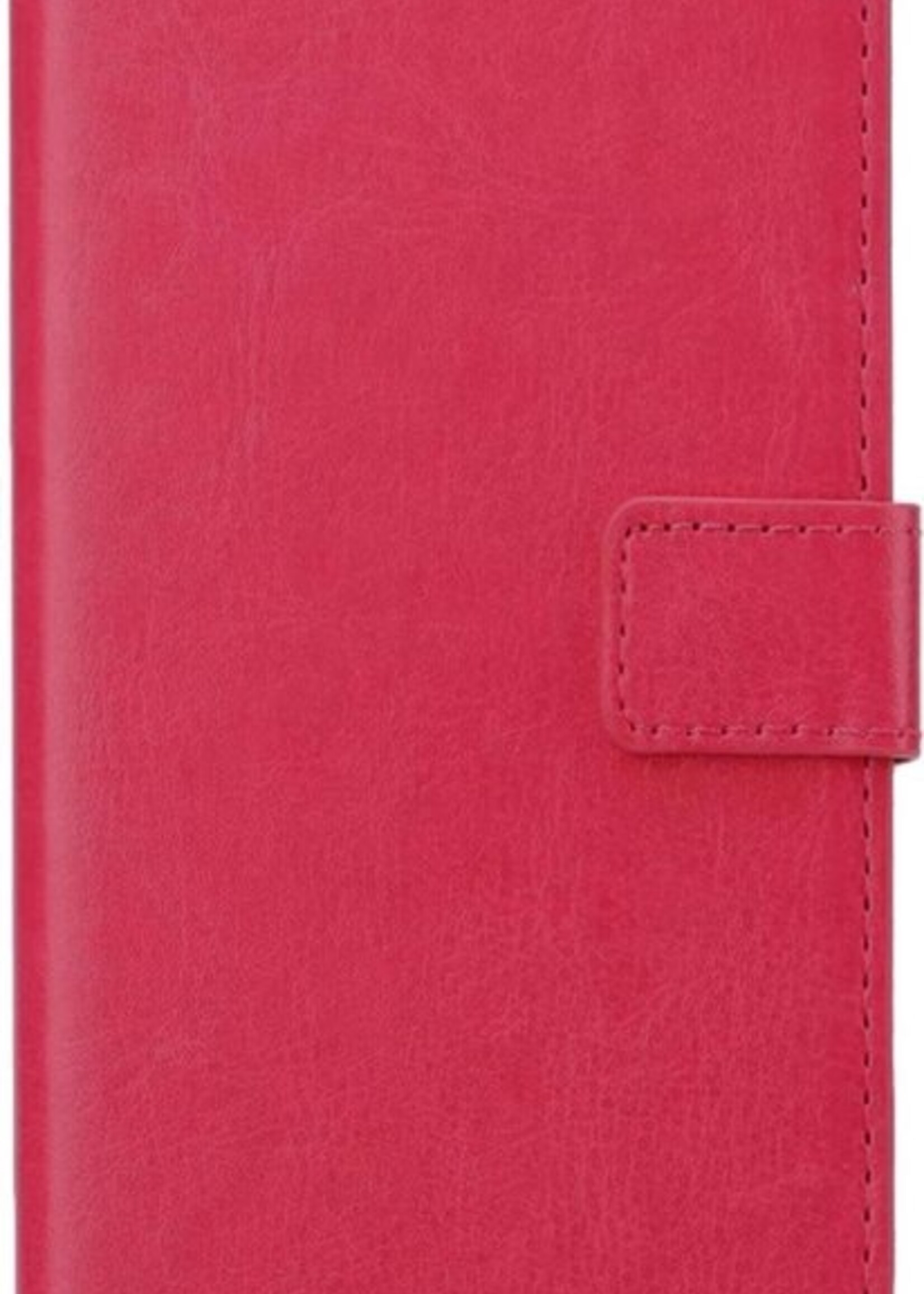 BTH Hoesje Geschikt voor Samsung A12 Hoesje Book Case Hoes Portemonnee Cover Walletcase Met 2x Screenprotector - Hoes Geschikt voor Samsung Galaxy A12 Hoes Bookcase Hoesje - Donkerroze