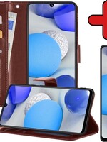 BTH BTH Samsung Galaxy A42 Hoesje Bookcase Bruin Met Screenprotector