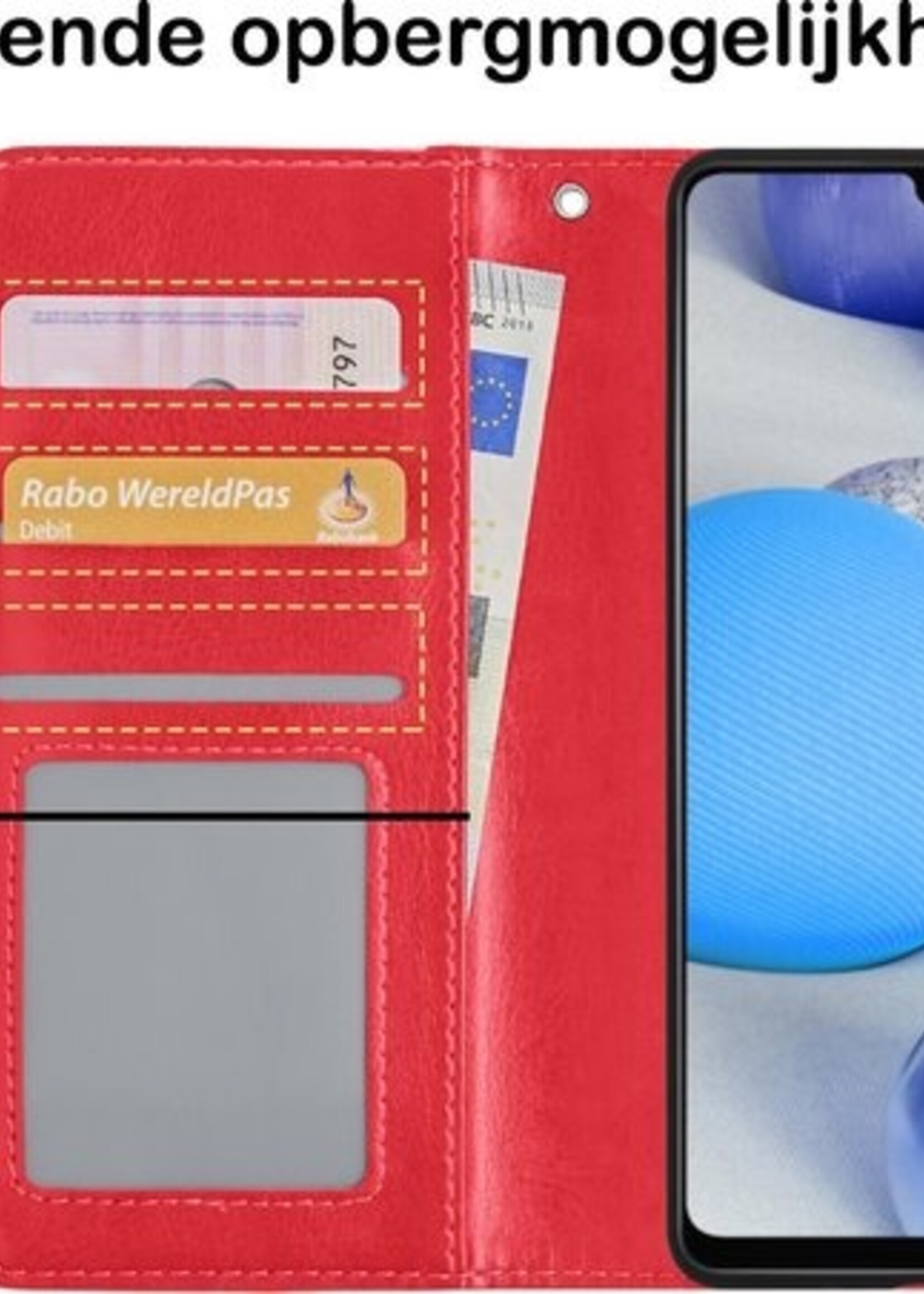 BTH Hoesje Geschikt voor Samsung A42 Hoesje Book Case Hoes Portemonnee Cover Walletcase Met Screenprotector - Hoes Geschikt voor Samsung Galaxy A42 Hoes Bookcase Hoesje - Rood