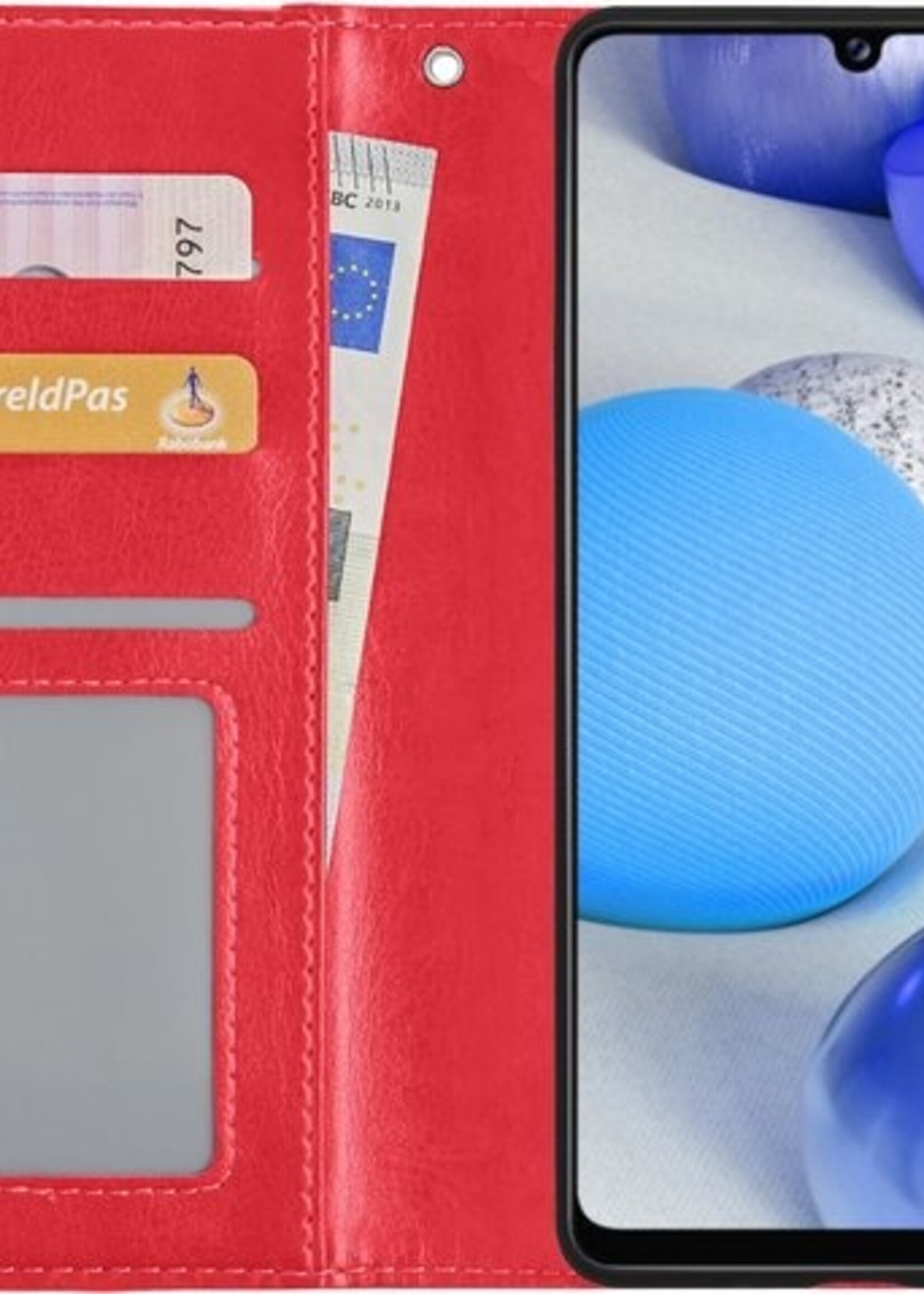 BTH Hoesje Geschikt voor Samsung A42 Hoesje Book Case Hoes Portemonnee Cover Walletcase Met Screenprotector - Hoes Geschikt voor Samsung Galaxy A42 Hoes Bookcase Hoesje - Rood
