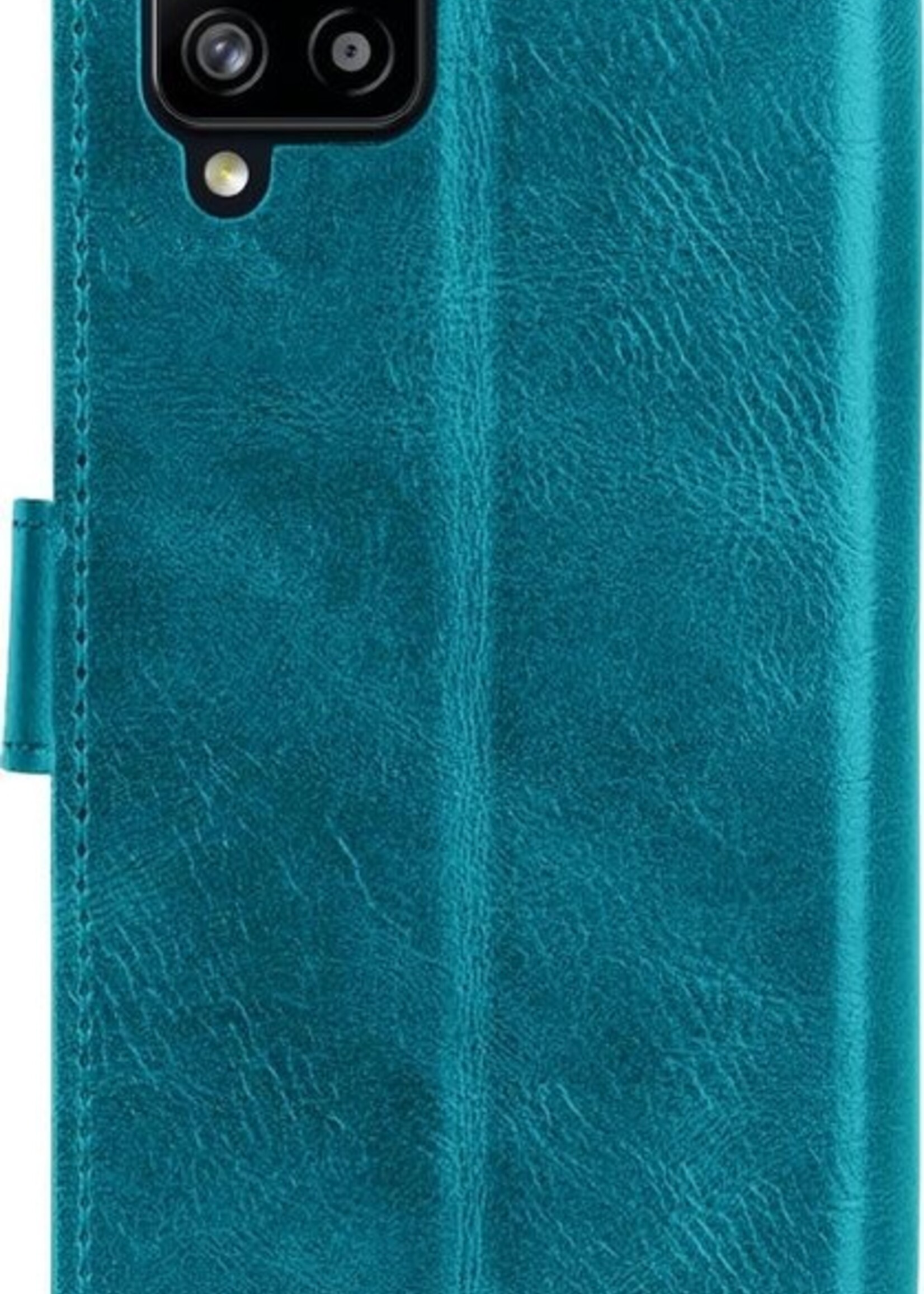 BTH Hoesje Geschikt voor Samsung A42 Hoesje Book Case Hoes Portemonnee Cover Walletcase Met Screenprotector - Hoes Geschikt voor Samsung Galaxy A42 Hoes Bookcase Hoesje - Turquoise
