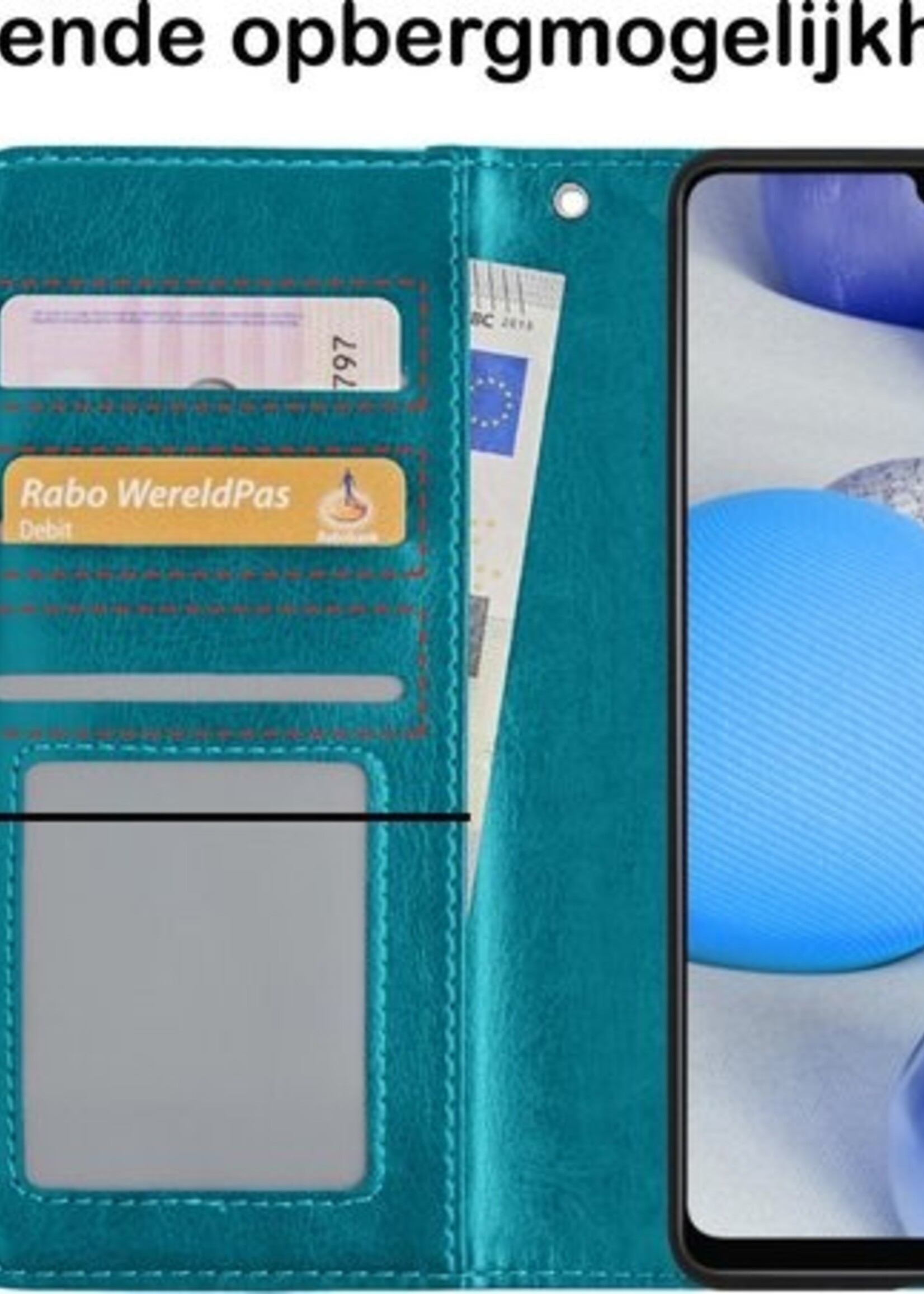 BTH Hoesje Geschikt voor Samsung A42 Hoesje Book Case Hoes Portemonnee Cover Walletcase Met Screenprotector - Hoes Geschikt voor Samsung Galaxy A42 Hoes Bookcase Hoesje - Turquoise
