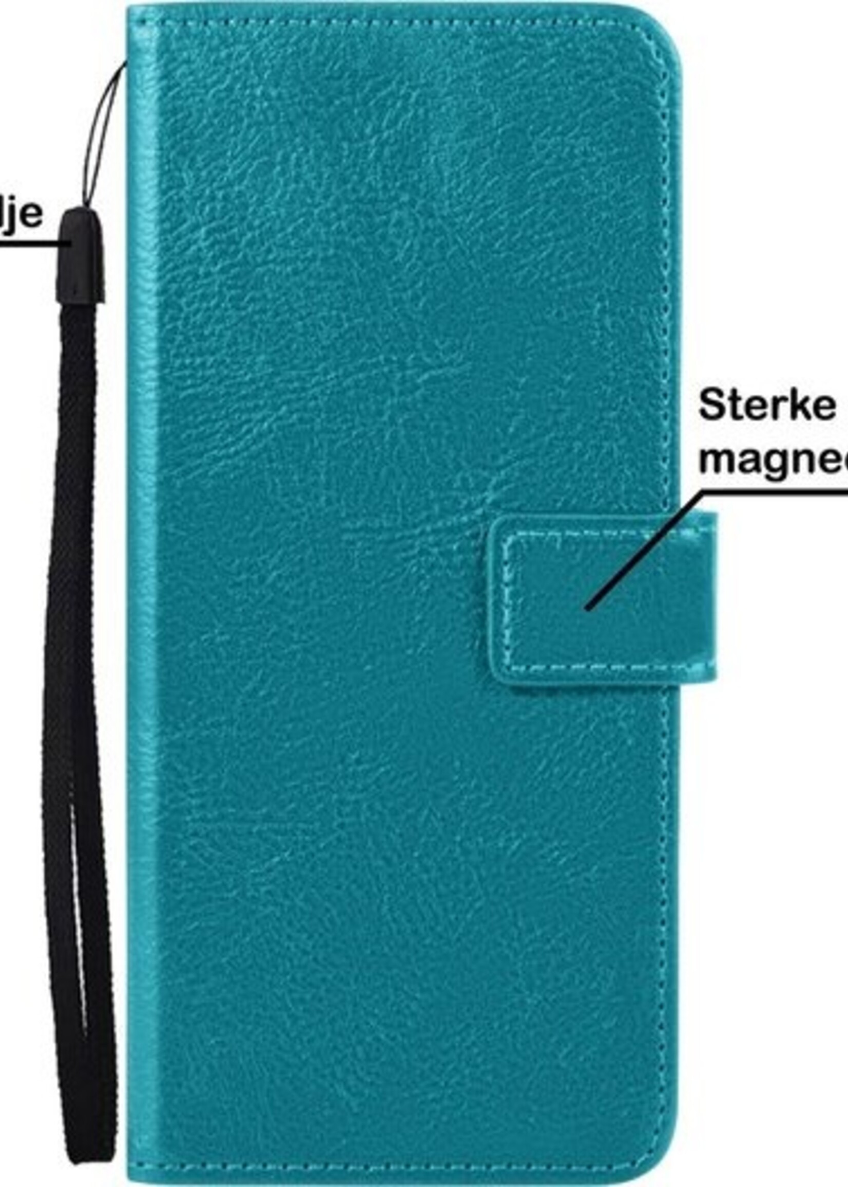 BTH Hoesje Geschikt voor Samsung A42 Hoesje Book Case Hoes Portemonnee Cover Walletcase Met Screenprotector - Hoes Geschikt voor Samsung Galaxy A42 Hoes Bookcase Hoesje - Turquoise