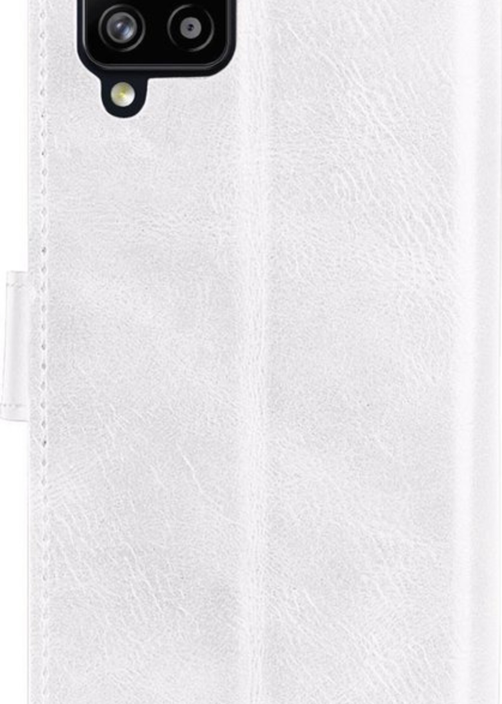 BTH Hoesje Geschikt voor Samsung A42 Hoesje Book Case Hoes Portemonnee Cover Walletcase Met Screenprotector - Hoes Geschikt voor Samsung Galaxy A42 Hoes Bookcase Hoesje - Wit