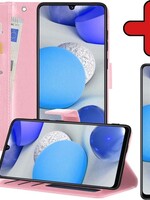 BTH BTH Samsung Galaxy A42 Hoesje Bookcase Lichtroze Met Screenprotector