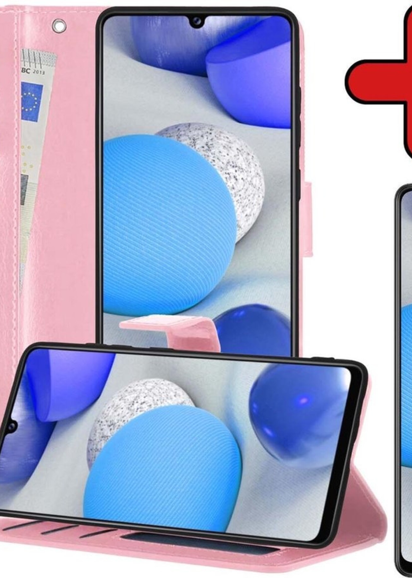 BTH Hoesje Geschikt voor Samsung A42 Hoesje Book Case Hoes Portemonnee Cover Walletcase Met Screenprotector - Hoes Geschikt voor Samsung Galaxy A42 Hoes Bookcase Hoesje - Lichtroze