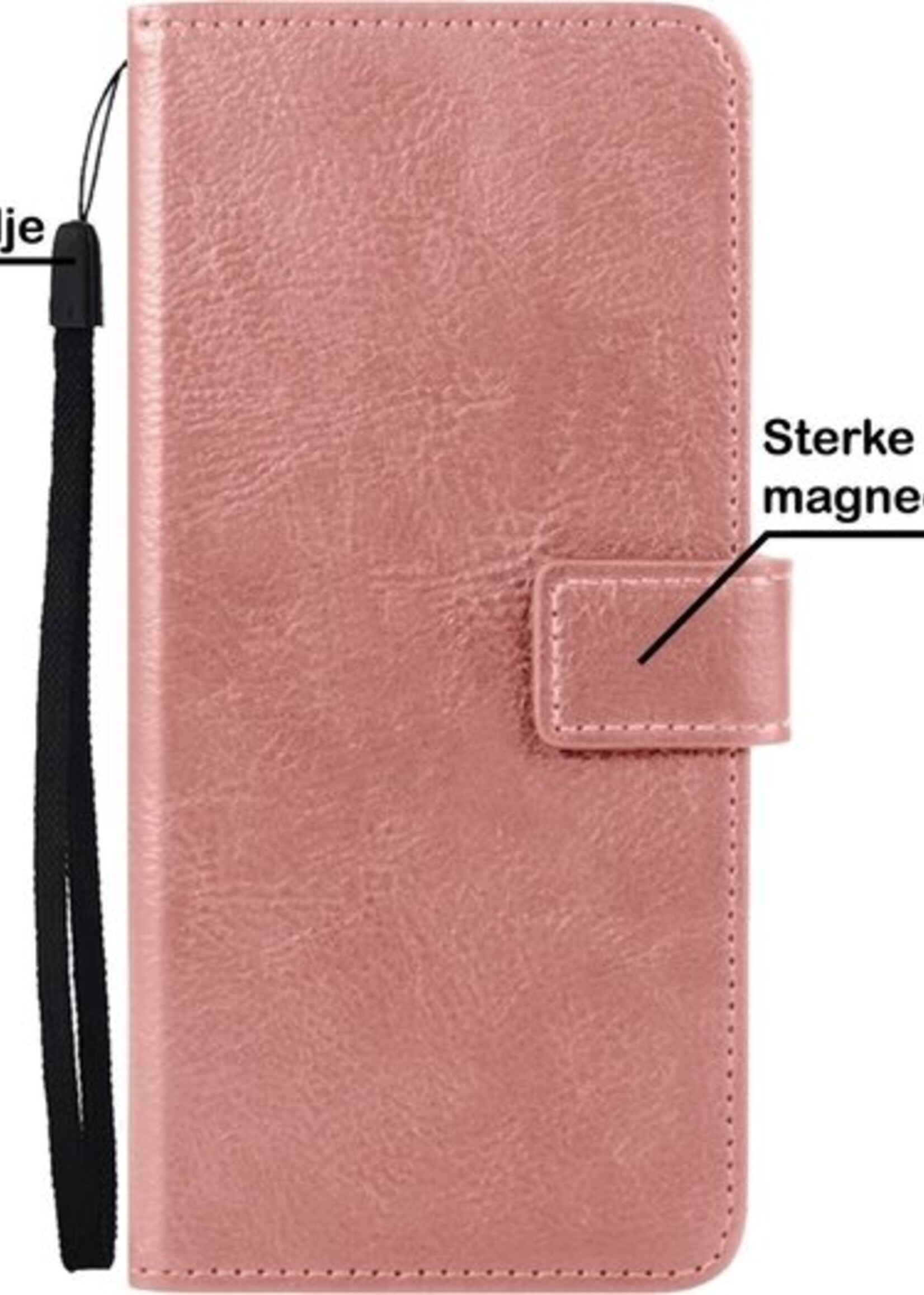 BTH Hoesje Geschikt voor Samsung A42 Hoesje Book Case Hoes Portemonnee Cover Walletcase Met Screenprotector - Hoes Geschikt voor Samsung Galaxy A42 Hoes Bookcase Hoesje - Rosé goud