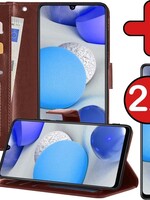 BTH BTH Samsung Galaxy A42 Hoesje Bookcase Bruin Met 2x Screenprotector