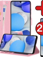 BTH BTH Samsung Galaxy A42 Hoesje Bookcase Lichtroze Met 2x Screenprotector