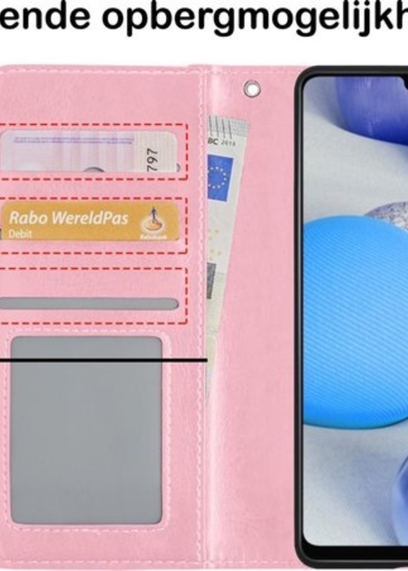 BTH Hoesje Geschikt voor Samsung A42 Hoesje Book Case Hoes Portemonnee Cover Walletcase Met 2x Screenprotector - Hoes Geschikt voor Samsung Galaxy A42 Hoes Bookcase Hoesje - Lichtroze