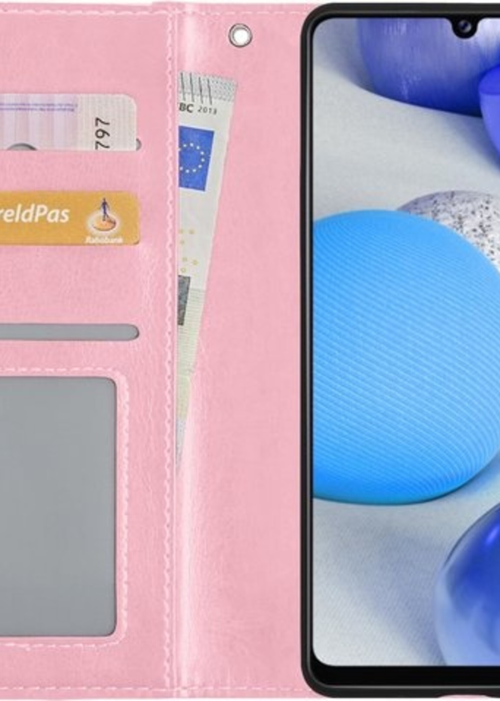 BTH Hoesje Geschikt voor Samsung A42 Hoesje Book Case Hoes Portemonnee Cover Walletcase Met 2x Screenprotector - Hoes Geschikt voor Samsung Galaxy A42 Hoes Bookcase Hoesje - Lichtroze