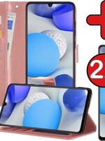 BTH BTH Samsung Galaxy A42 Hoesje Bookcase Rose Goud Met 2x Screenprotector