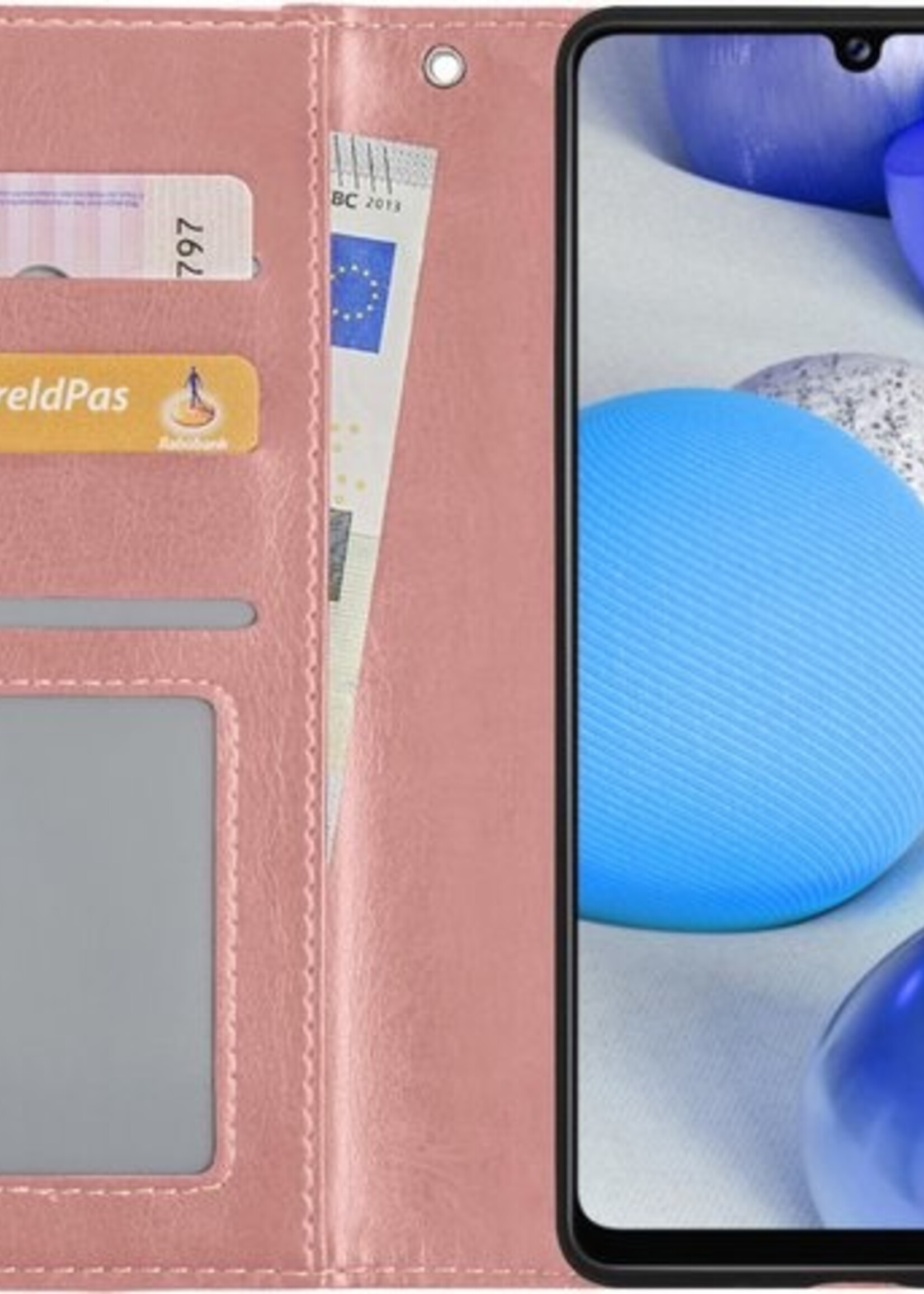 BTH Hoesje Geschikt voor Samsung A42 Hoesje Book Case Hoes Portemonnee Cover Walletcase Met 2x Screenprotector - Hoes Geschikt voor Samsung Galaxy A42 Hoes Bookcase Hoesje - Rosé goud