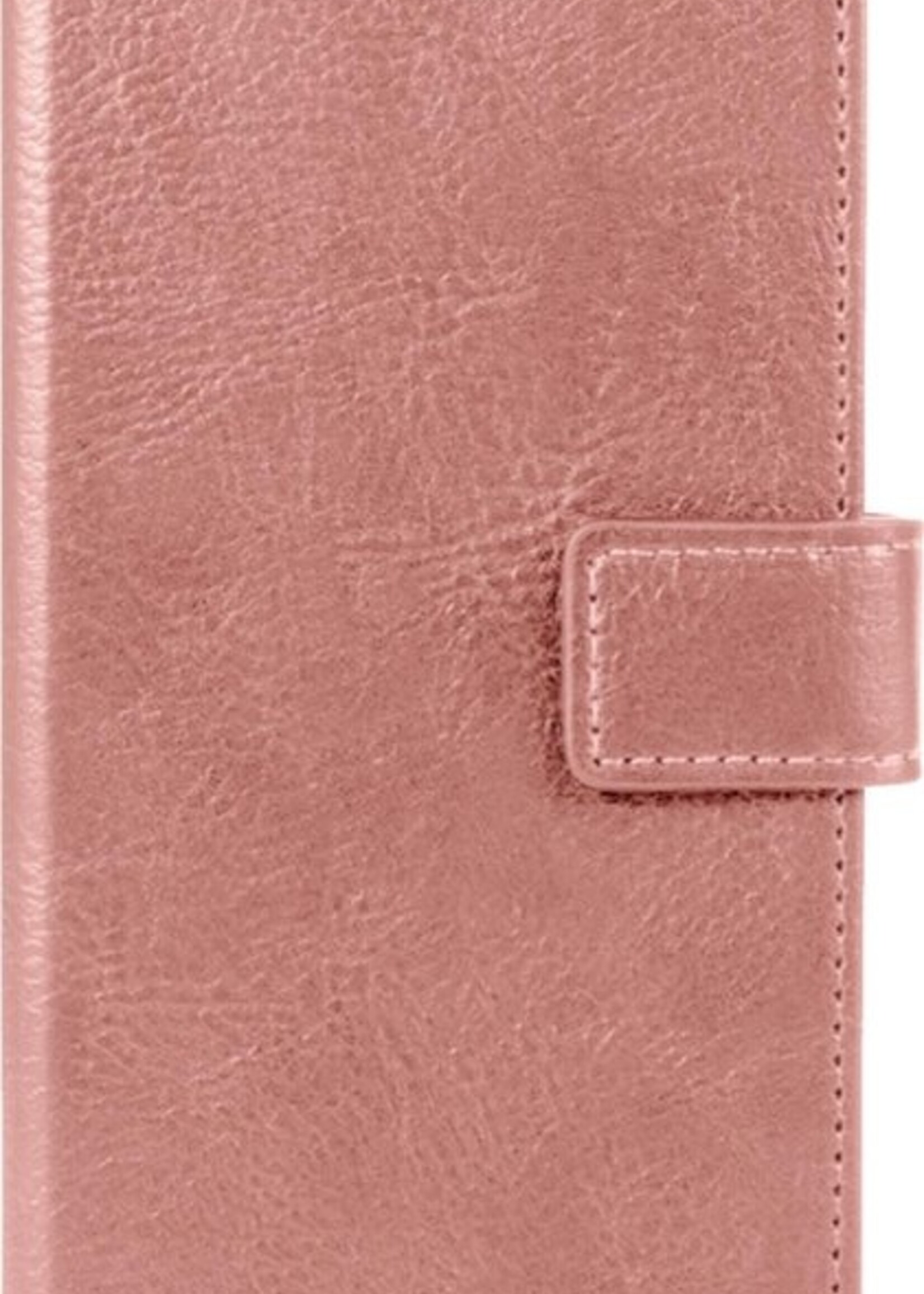 BTH Hoesje Geschikt voor Samsung A42 Hoesje Book Case Hoes Portemonnee Cover Walletcase Met 2x Screenprotector - Hoes Geschikt voor Samsung Galaxy A42 Hoes Bookcase Hoesje - Rosé goud