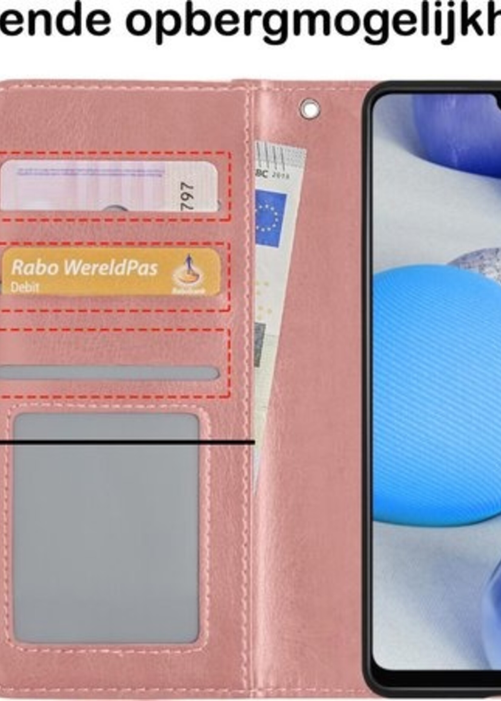 BTH Hoesje Geschikt voor Samsung A42 Hoesje Book Case Hoes Portemonnee Cover Walletcase Met 2x Screenprotector - Hoes Geschikt voor Samsung Galaxy A42 Hoes Bookcase Hoesje - Rosé goud