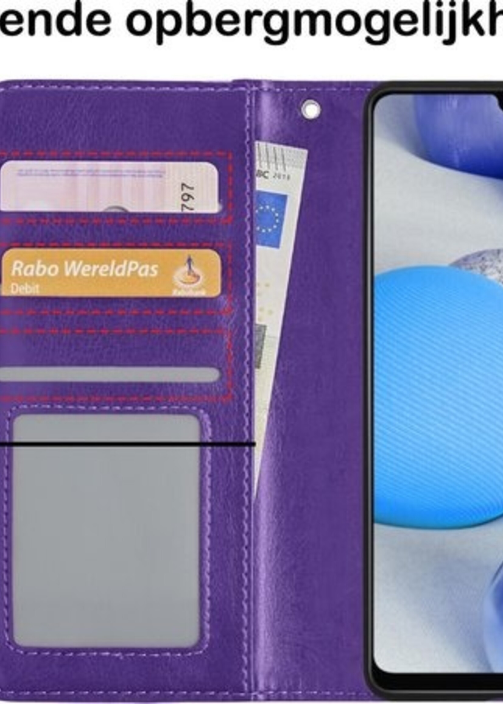 BTH Hoesje Geschikt voor Samsung A42 Hoesje Book Case Hoes Portemonnee Cover Walletcase Met 2x Screenprotector - Hoes Geschikt voor Samsung Galaxy A42 Hoes Bookcase Hoesje - Paars