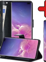 BTH BTH Samsung Galaxy S10 Hoesje Bookcase Zwart Met Screenprotector