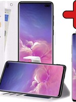 BTH BTH Samsung Galaxy S10 Hoesje Bookcase Wit Met Screenprotector