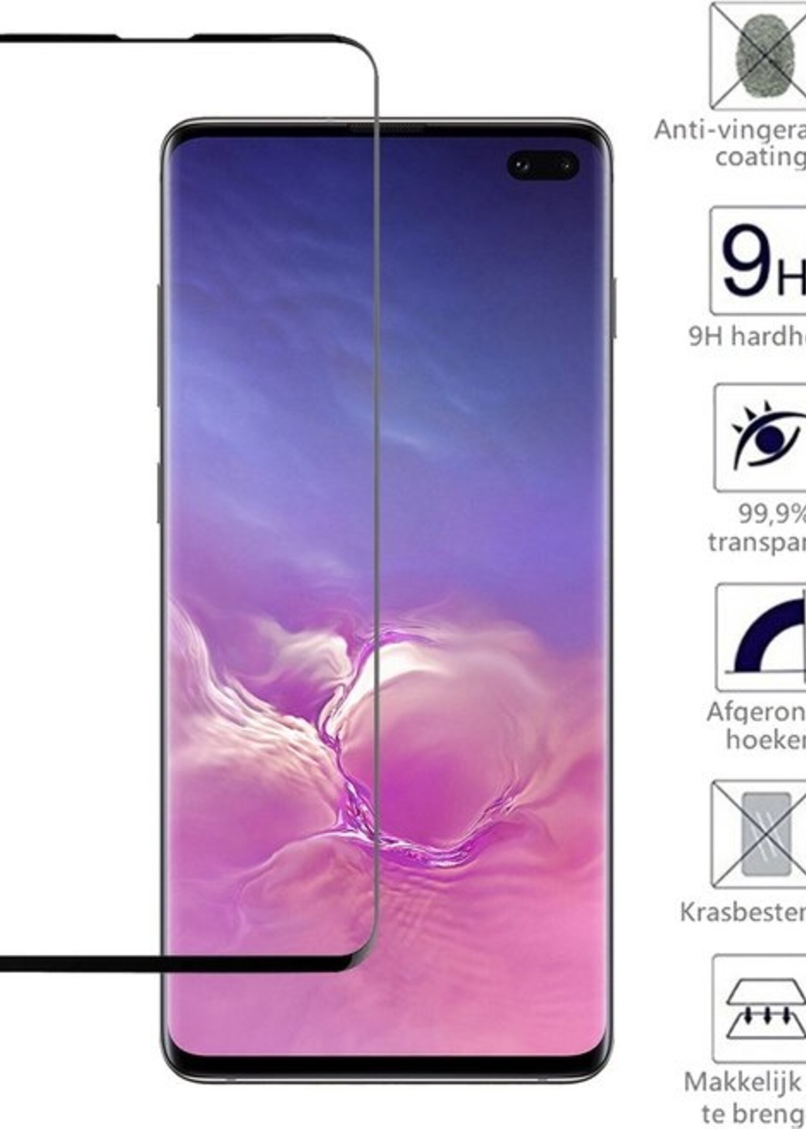 BTH Hoesje Geschikt voor Samsung S10 Hoesje Book Case Hoes Portemonnee Cover Walletcase Met Screenprotector - Hoes Geschikt voor Samsung Galaxy S10 Hoes Bookcase Hoesje - Wit