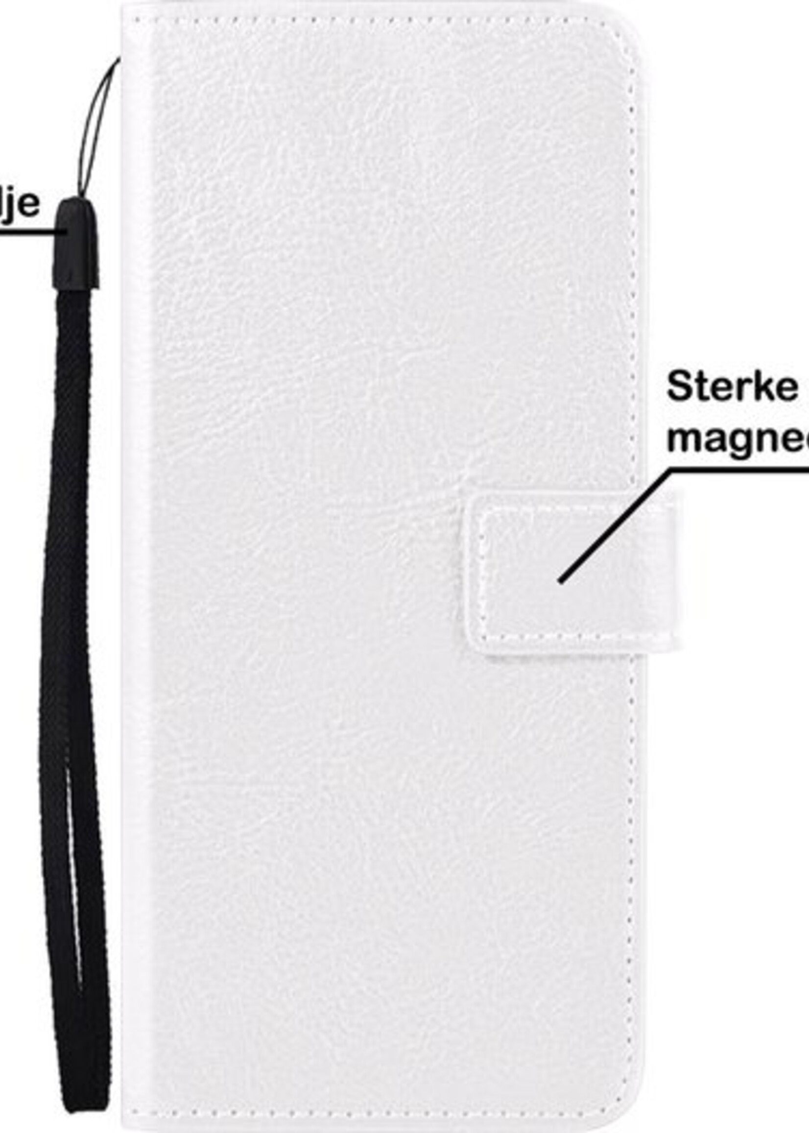 BTH Hoesje Geschikt voor Samsung S10 Hoesje Book Case Hoes Portemonnee Cover Walletcase Met Screenprotector - Hoes Geschikt voor Samsung Galaxy S10 Hoes Bookcase Hoesje - Wit