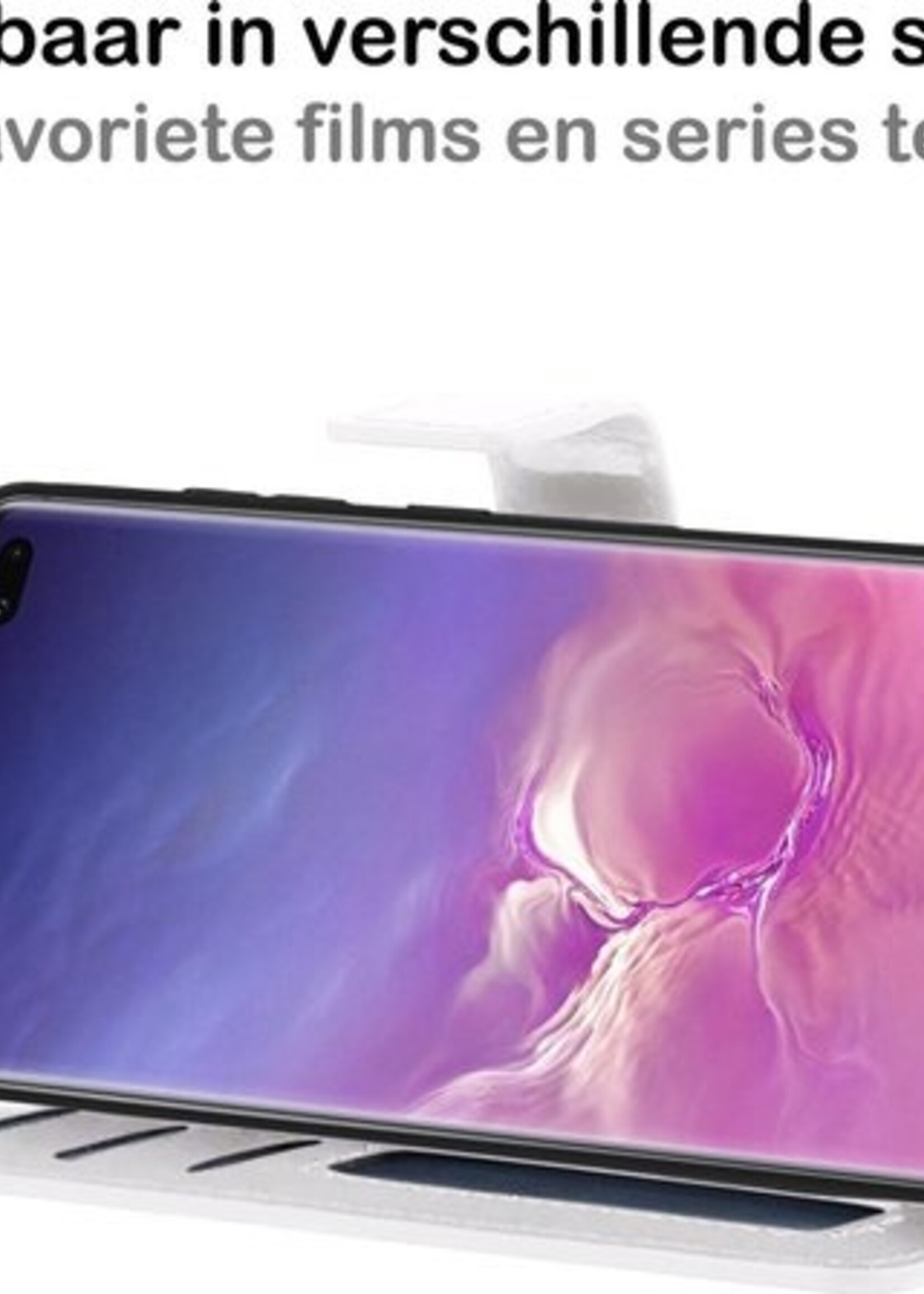 BTH Hoesje Geschikt voor Samsung S10 Hoesje Book Case Hoes Portemonnee Cover Walletcase Met Screenprotector - Hoes Geschikt voor Samsung Galaxy S10 Hoes Bookcase Hoesje - Wit