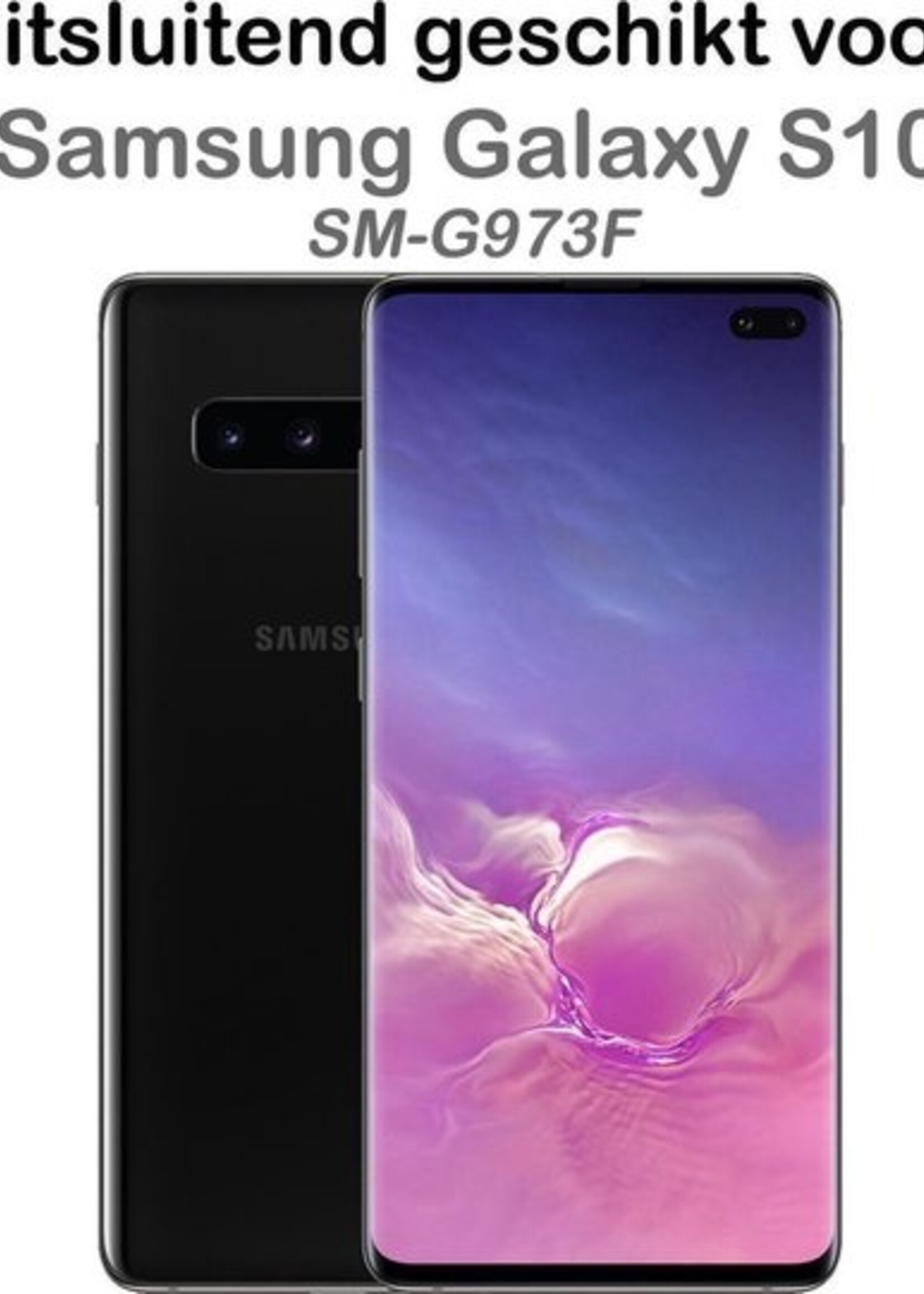 BTH Hoesje Geschikt voor Samsung S10 Hoesje Book Case Hoes Portemonnee Cover Walletcase Met Screenprotector - Hoes Geschikt voor Samsung Galaxy S10 Hoes Bookcase Hoesje - Rosé goud