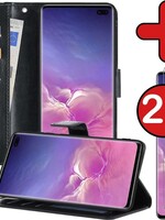 BTH BTH Samsung Galaxy S10 Hoesje Bookcase Zwart Met 2x Screenprotector