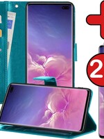 BTH BTH Samsung Galaxy S10 Hoesje Bookcase Turquoise Met 2x Screenprotector