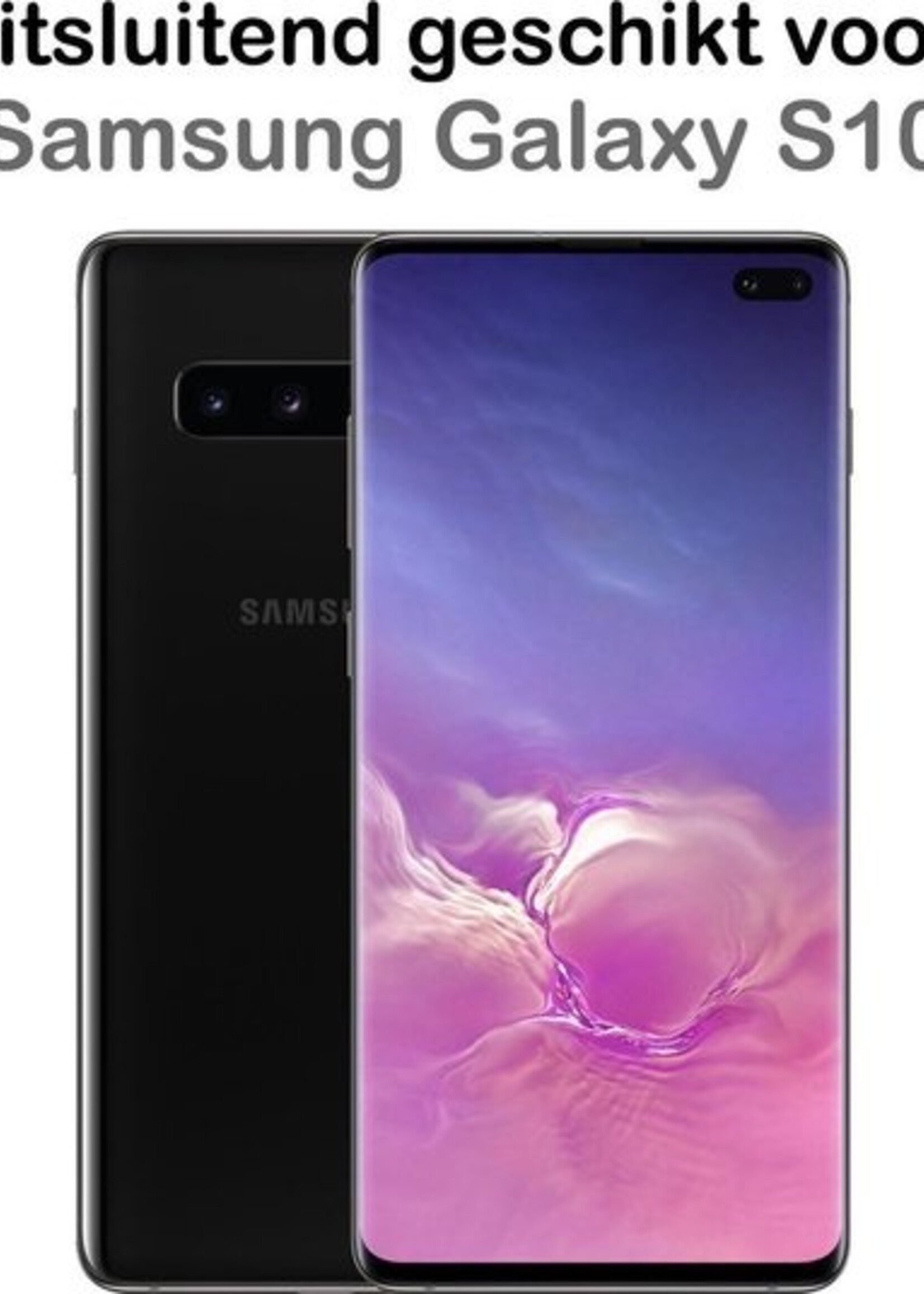 BTH Hoesje Geschikt voor Samsung S10 Hoesje Book Case Hoes Portemonnee Cover Walletcase Met 2x Screenprotector - Hoes Geschikt voor Samsung Galaxy S10 Hoes Bookcase Hoesje - Lichtroze