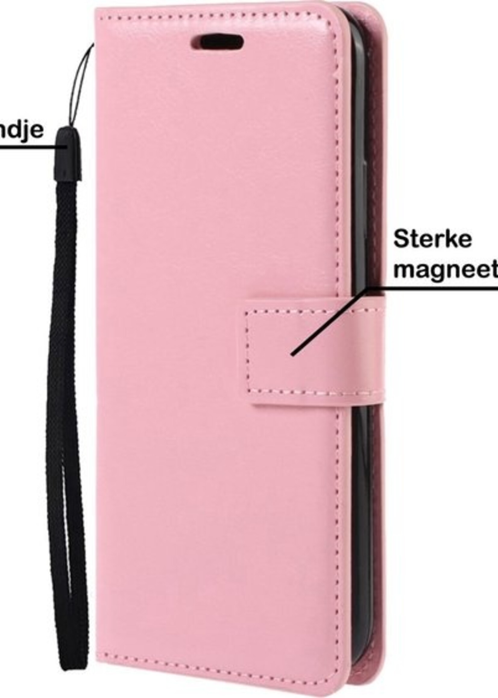 BTH Hoesje Geschikt voor Samsung S10 Hoesje Book Case Hoes Portemonnee Cover Walletcase Met 2x Screenprotector - Hoes Geschikt voor Samsung Galaxy S10 Hoes Bookcase Hoesje - Lichtroze