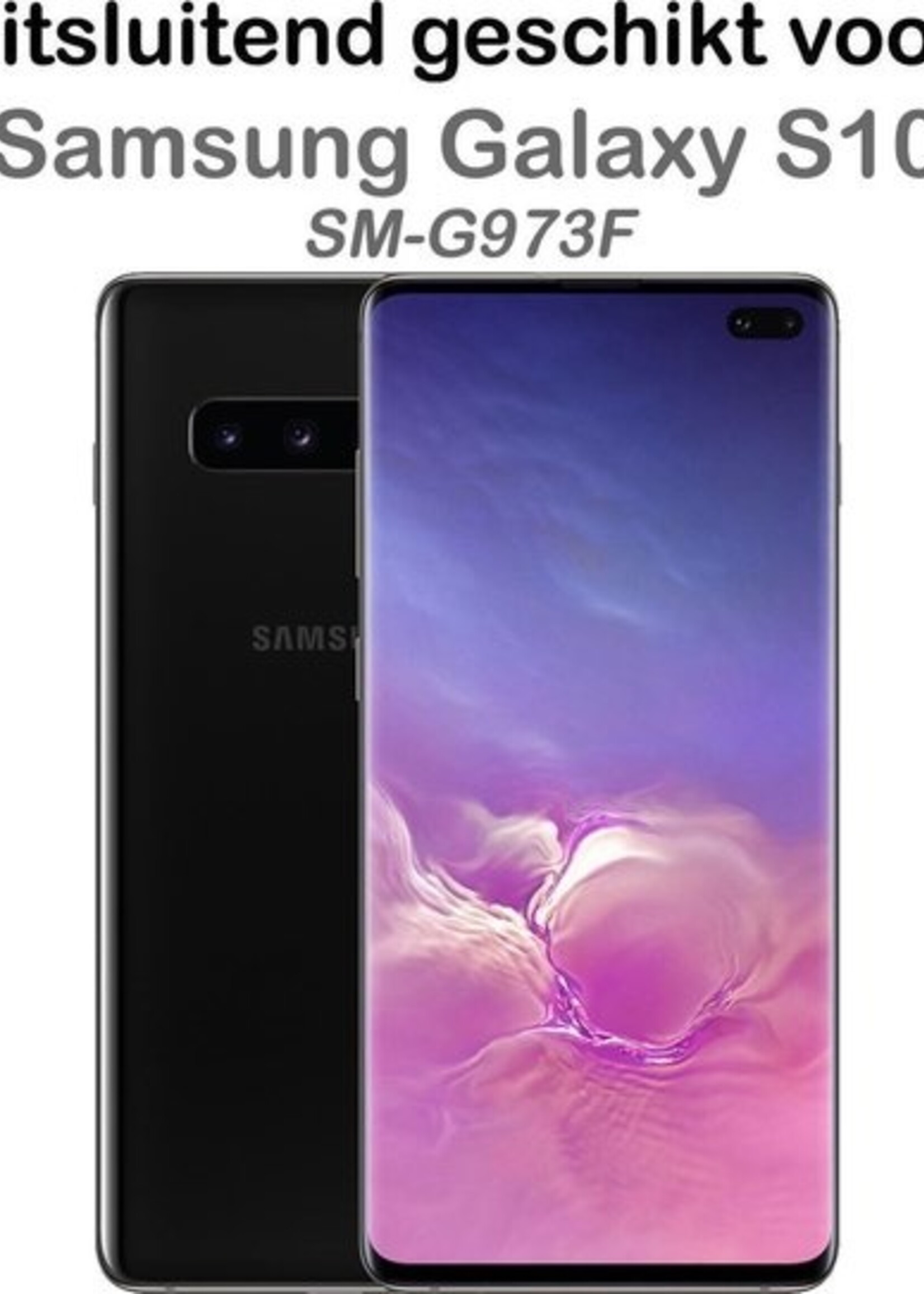 BTH Hoesje Geschikt voor Samsung S10 Hoesje Book Case Hoes Portemonnee Cover Walletcase Met 2x Screenprotector - Hoes Geschikt voor Samsung Galaxy S10 Hoes Bookcase Hoesje - Lichtroze