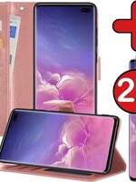 BTH BTH Samsung Galaxy S10 Hoesje Bookcase Rose Goud Met 2x Screenprotector