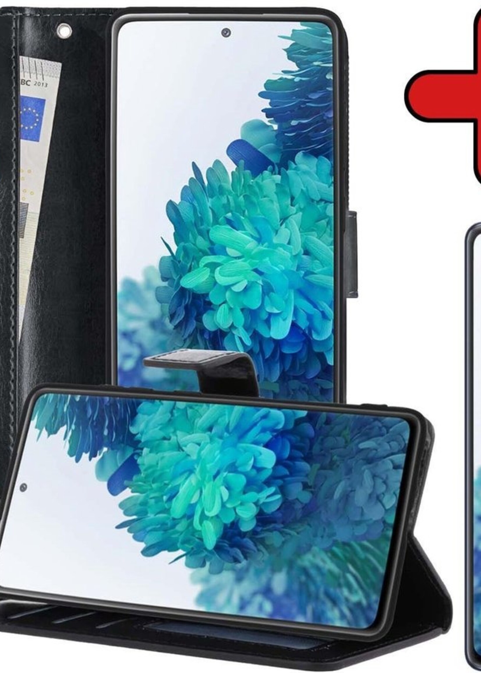 BTH Hoesje Geschikt voor Samsung S20 FE Hoesje Book Case Hoes Portemonnee Cover Walletcase Met Screenprotector - Hoes Geschikt voor Samsung Galaxy S20 FE Hoes Bookcase Hoesje - Zwart