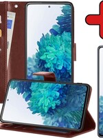 BTH BTH Samsung Galaxy S20FE Hoesje Bookcase Bruin Met Screenprotector