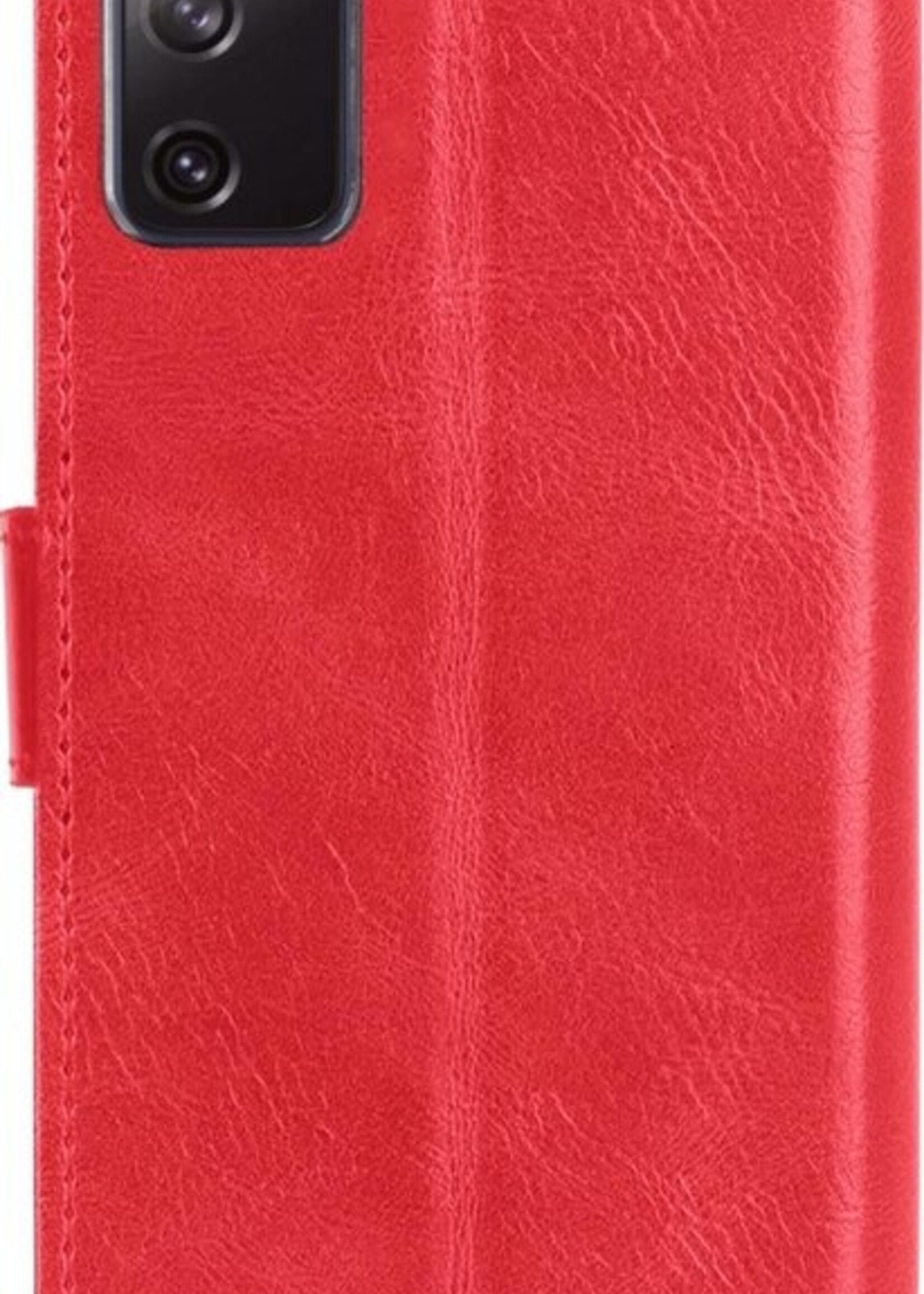 BTH Hoesje Geschikt voor Samsung S20 FE Hoesje Book Case Hoes Portemonnee Cover Walletcase Met Screenprotector - Hoes Geschikt voor Samsung Galaxy S20 FE Hoes Bookcase Hoesje - Rood