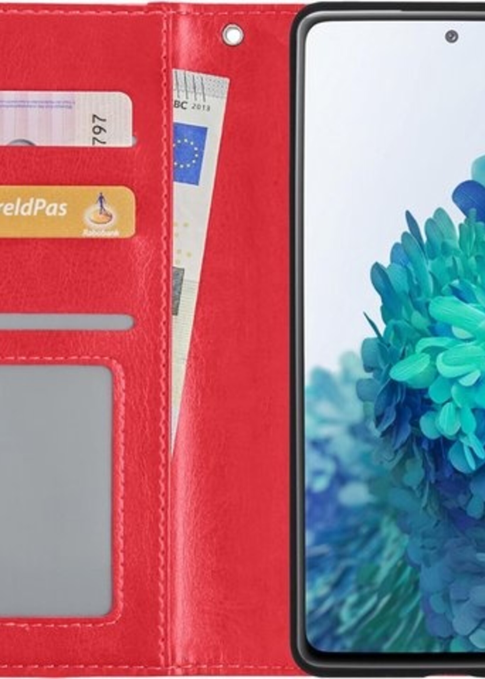 BTH Hoesje Geschikt voor Samsung S20 FE Hoesje Book Case Hoes Portemonnee Cover Walletcase Met Screenprotector - Hoes Geschikt voor Samsung Galaxy S20 FE Hoes Bookcase Hoesje - Rood