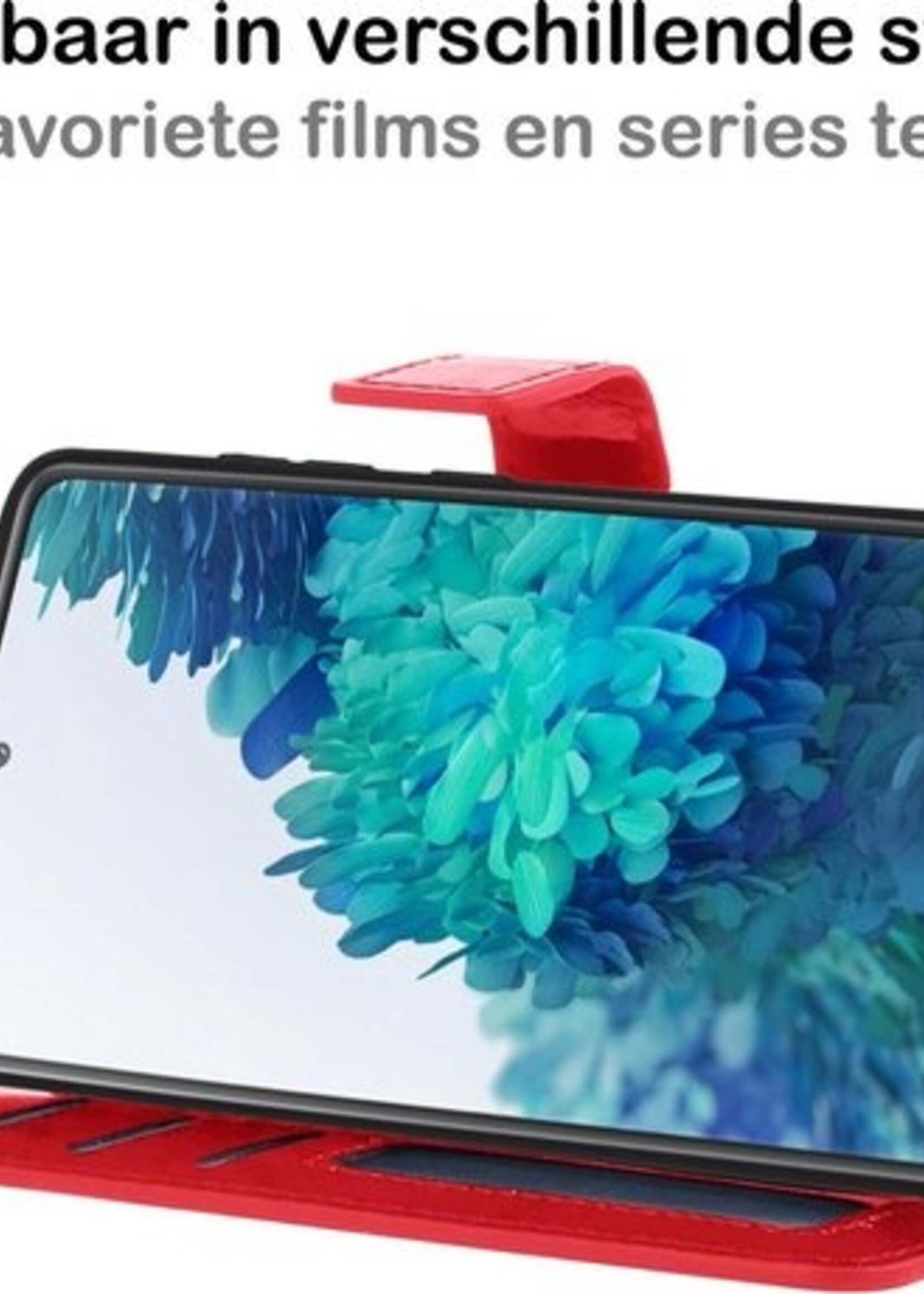 BTH Hoesje Geschikt voor Samsung S20 FE Hoesje Book Case Hoes Portemonnee Cover Walletcase Met Screenprotector - Hoes Geschikt voor Samsung Galaxy S20 FE Hoes Bookcase Hoesje - Rood