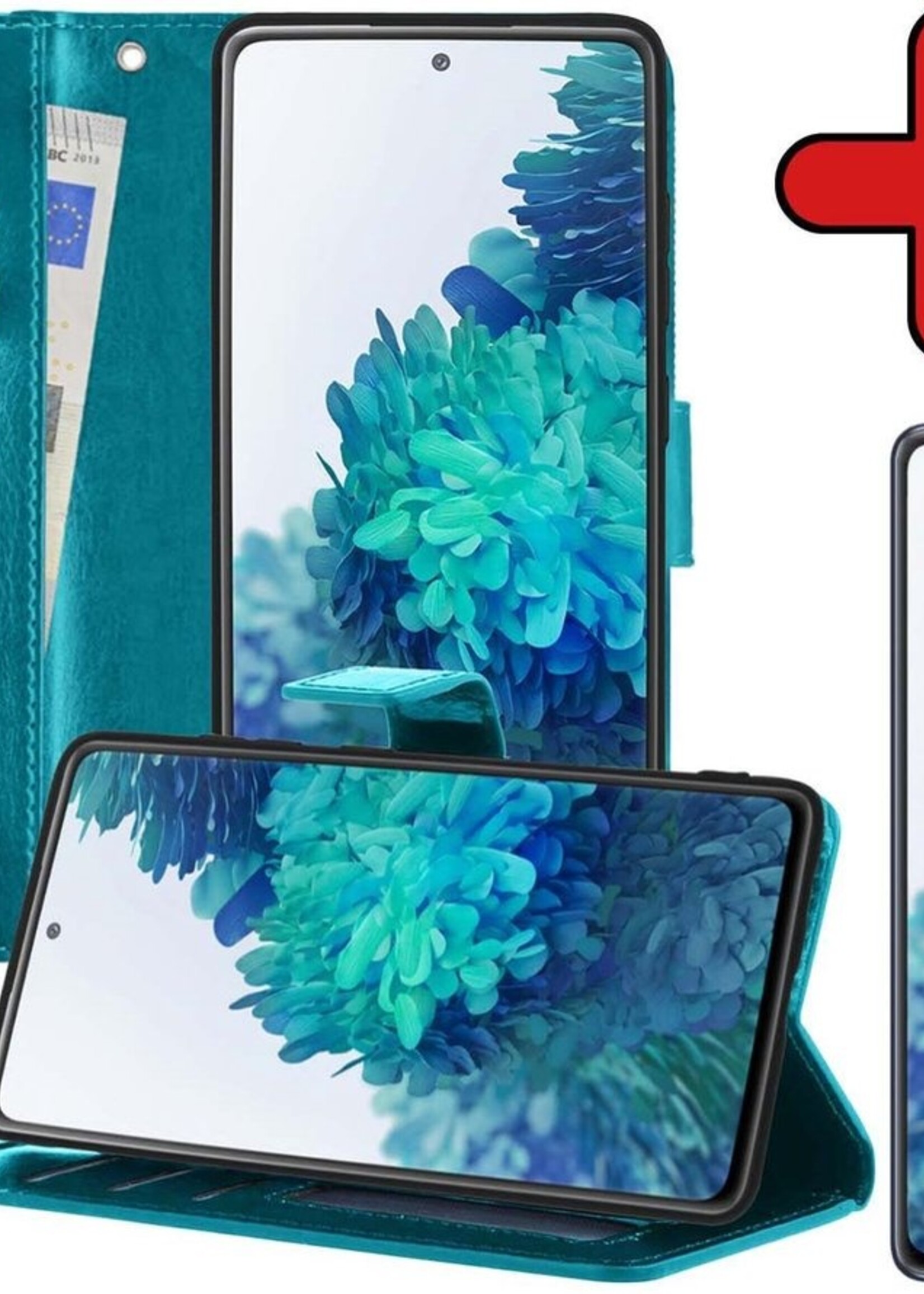 BTH Hoesje Geschikt voor Samsung S20 FE Hoesje Book Case Hoes Portemonnee Cover Walletcase Met Screenprotector - Hoes Geschikt voor Samsung Galaxy S20 FE Hoes Bookcase Hoesje - Turquoise