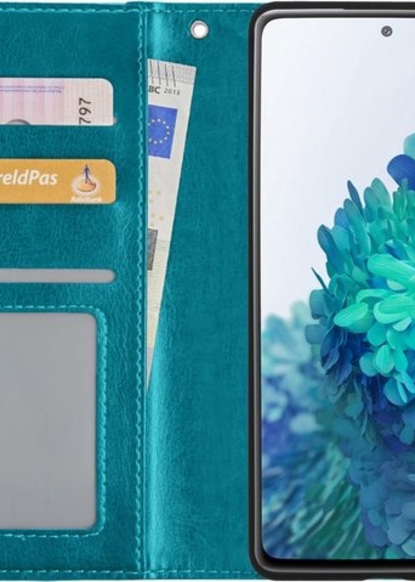 BTH Hoesje Geschikt voor Samsung S20 FE Hoesje Book Case Hoes Portemonnee Cover Walletcase Met Screenprotector - Hoes Geschikt voor Samsung Galaxy S20 FE Hoes Bookcase Hoesje - Turquoise
