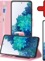 BTH BTH Samsung Galaxy S20FE Hoesje Bookcase Lichtroze Met Screenprotector