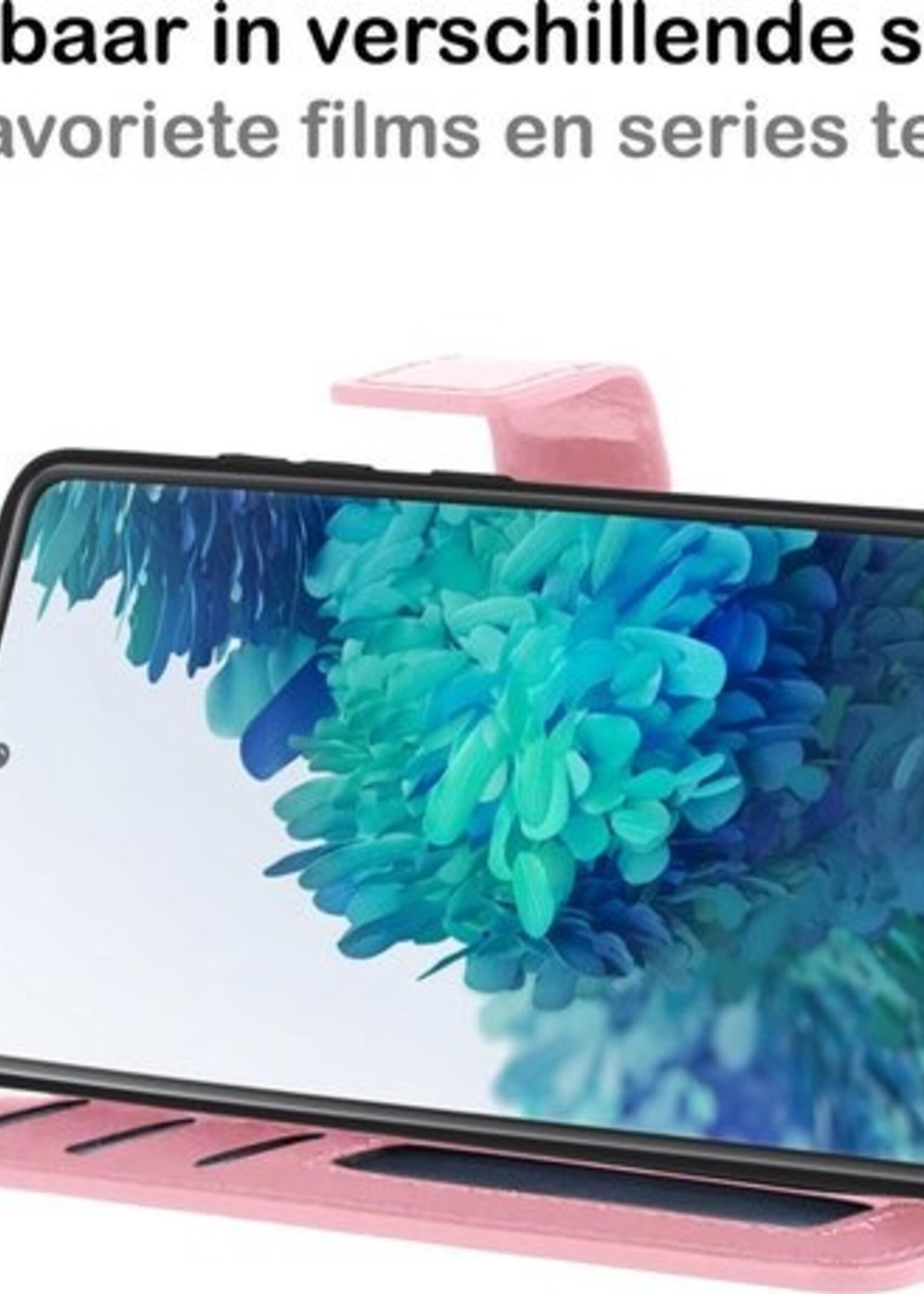 BTH Hoesje Geschikt voor Samsung S20 FE Hoesje Book Case Hoes Portemonnee Cover Walletcase Met Screenprotector - Hoes Geschikt voor Samsung Galaxy S20 FE Hoes Bookcase Hoesje - Lichtroze
