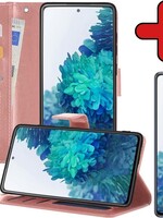 BTH BTH Samsung Galaxy S20FE Hoesje Bookcase Rose Goud Met Screenprotector