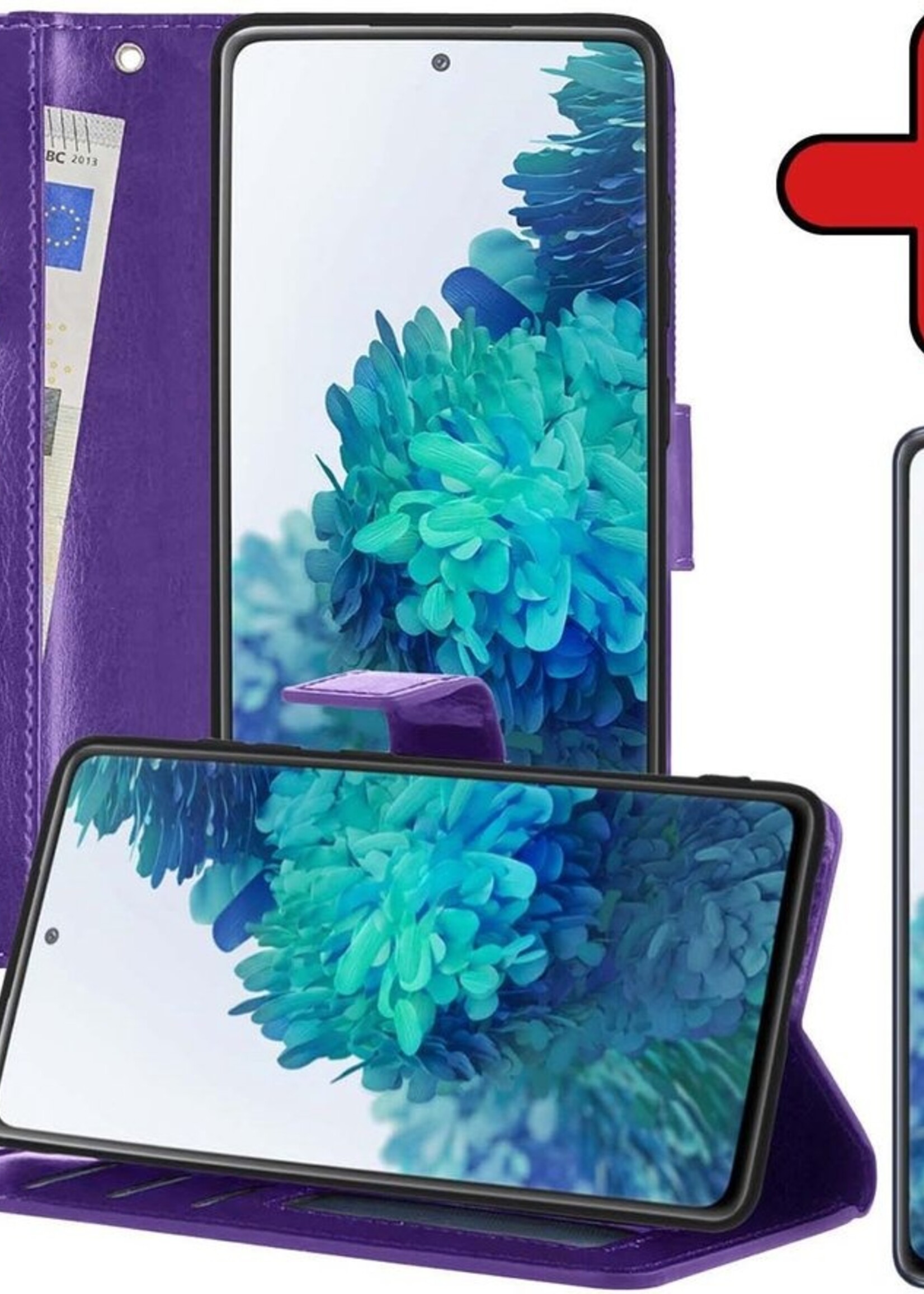 BTH Hoesje Geschikt voor Samsung S20 FE Hoesje Book Case Hoes Portemonnee Cover Walletcase Met Screenprotector - Hoes Geschikt voor Samsung Galaxy S20 FE Hoes Bookcase Hoesje - Paars