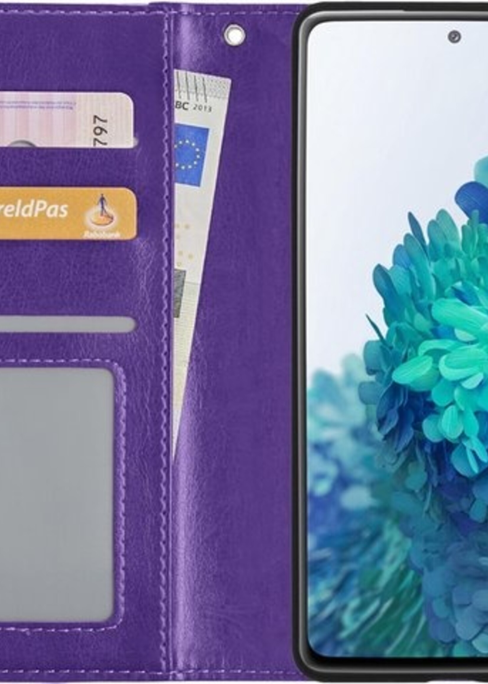 BTH Hoesje Geschikt voor Samsung S20 FE Hoesje Book Case Hoes Portemonnee Cover Walletcase Met Screenprotector - Hoes Geschikt voor Samsung Galaxy S20 FE Hoes Bookcase Hoesje - Paars