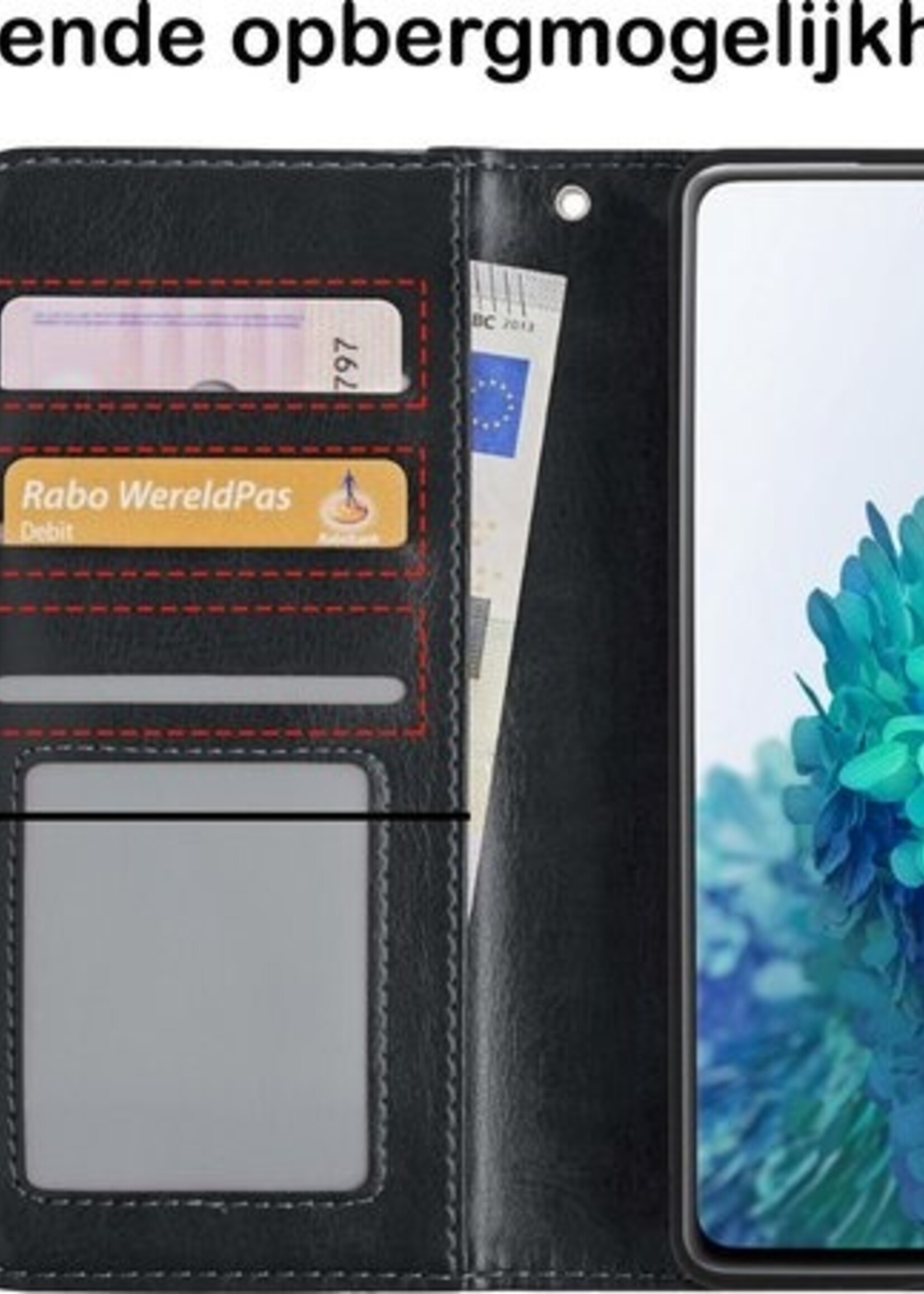 BTH Hoesje Geschikt voor Samsung S20 FE Hoesje Book Case Hoes Portemonnee Cover Walletcase Met 2x Screenprotector - Hoes Geschikt voor Samsung Galaxy S20 FE Hoes Bookcase Hoesje - Zwart