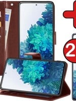 BTH BTH Samsung Galaxy S20FE Hoesje Bookcase Bruin Met 2x Screenprotector